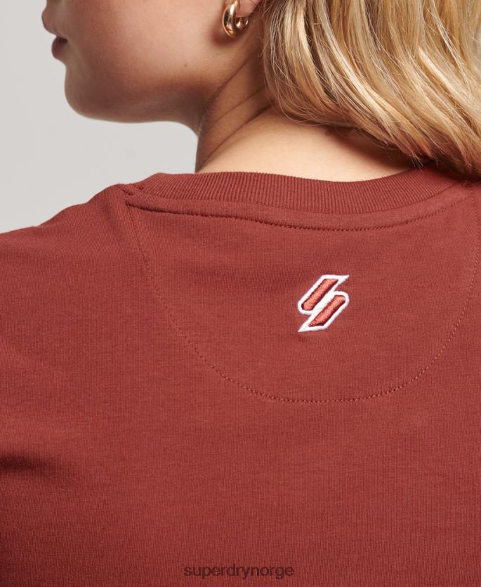 Superdry rød klær 86P46D2233 kodegrafisk brodert liten t-skjorte kvinner