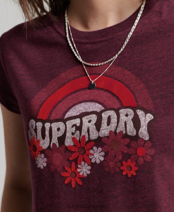 Superdry rød klær 86P46D2626 vintage 70-talls tynn t-skjorte kvinner