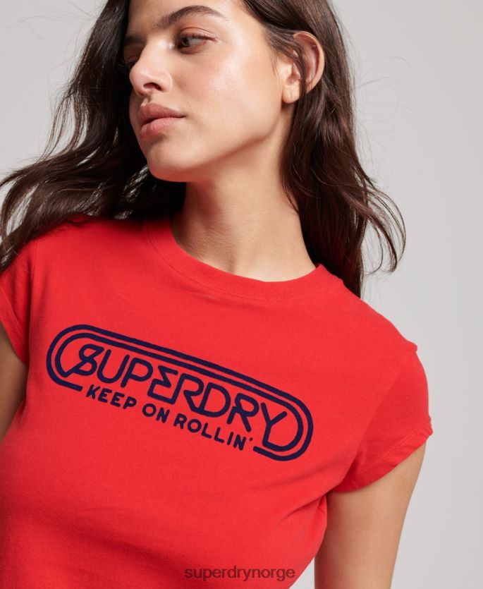 Superdry rød klær 86P46D2649 vintage rull med det t-skjorte kvinner