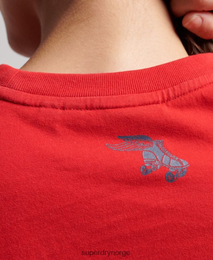 Superdry rød klær 86P46D2649 vintage rull med det t-skjorte kvinner