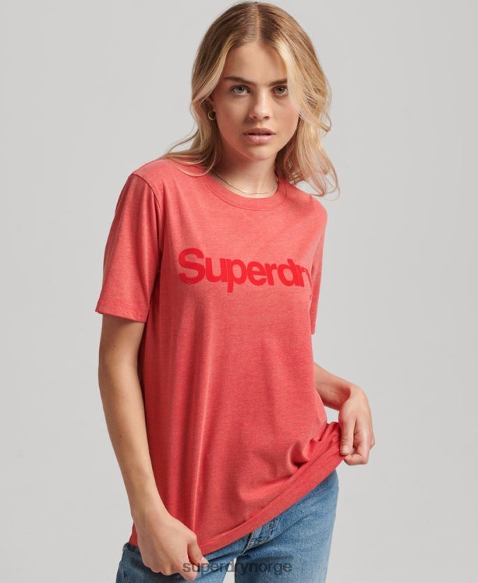 Superdry rød klær 86P46D2669 core logo 80-talls t-skjorte kvinner