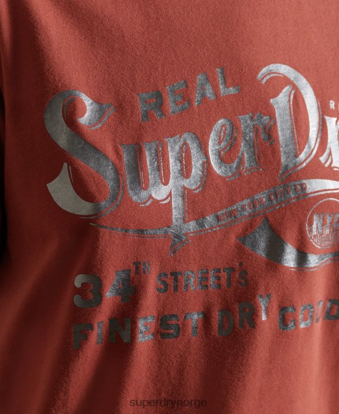 Superdry rød klær 86P46D2771 t-skjorte i folie i skriptstil kvinner