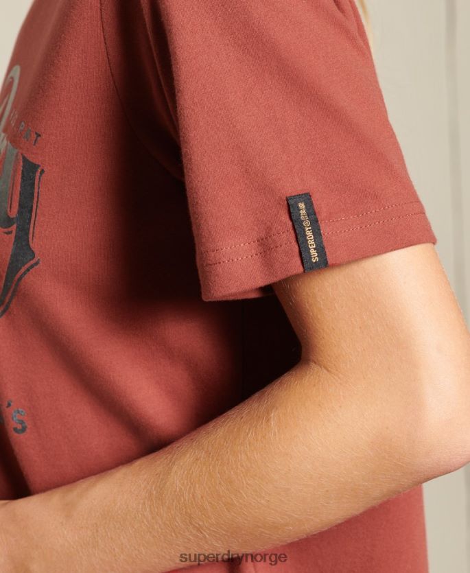Superdry rød klær 86P46D2771 t-skjorte i folie i skriptstil kvinner