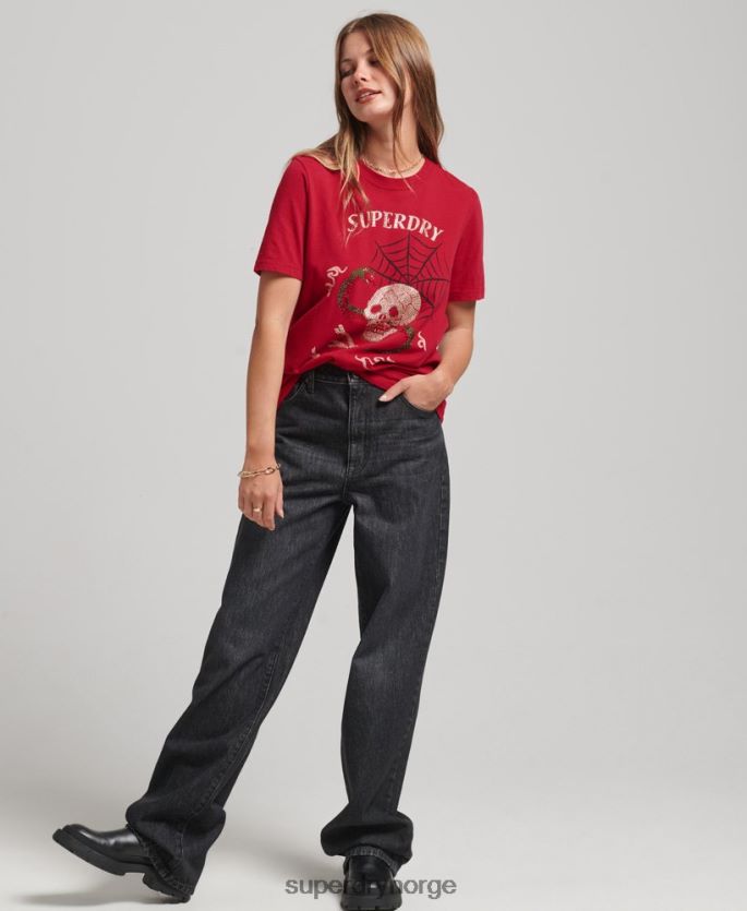 Superdry rød klær 86P46D2798 suika grafisk t-skjorte kvinner