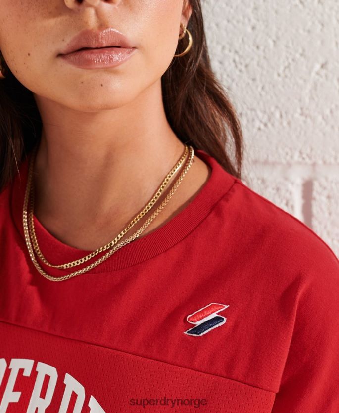 Superdry rød klær 86P46D2814 varsity arch boxy t-skjorte kvinner
