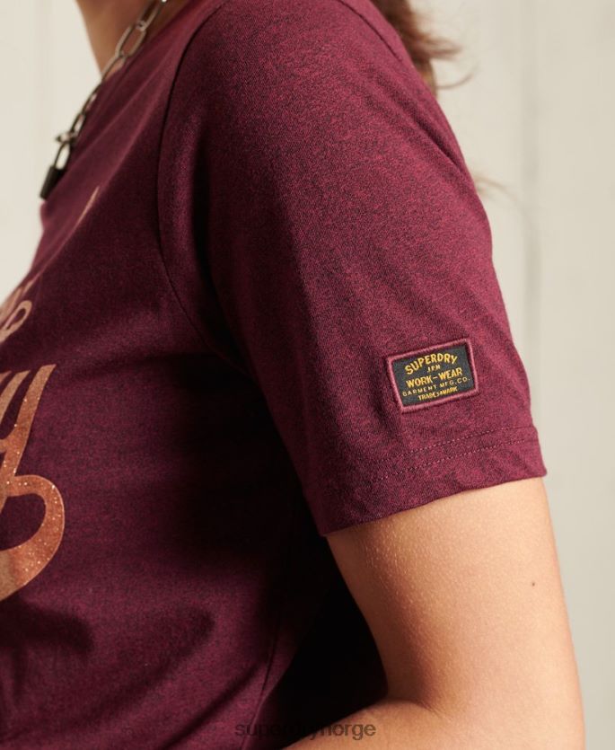 Superdry rød klær 86P46D2818 glitter glitter t-skjorte kvinner