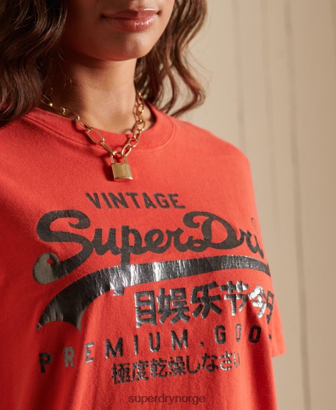 Superdry rød klær 86P46D2819 vintage logo tonal t-skjorte kvinner
