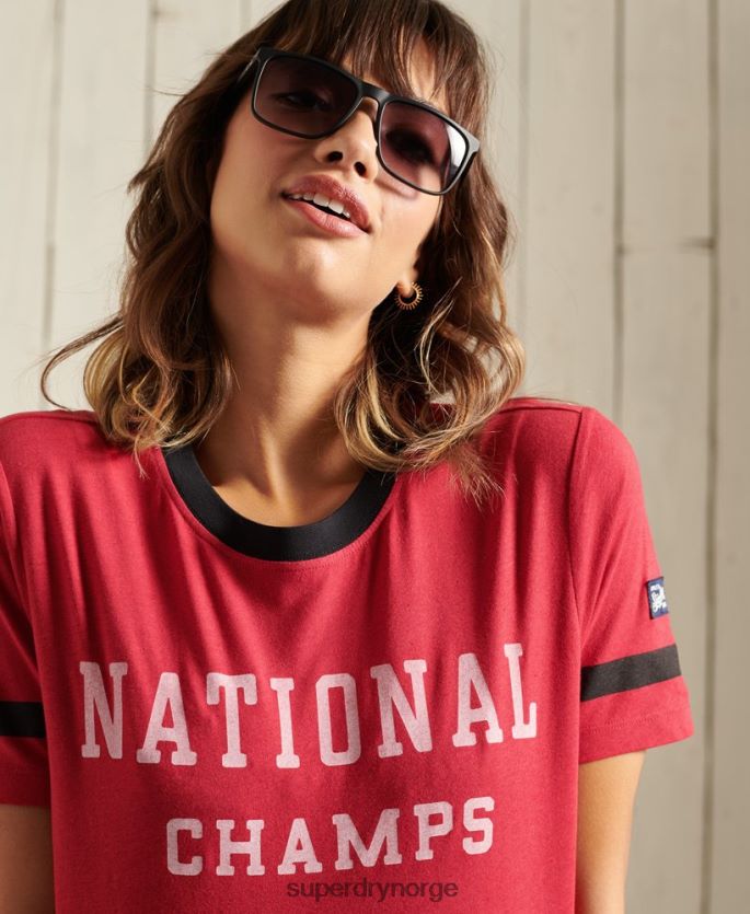 Superdry rød klær 86P46D2850 kollegial eføy league t-skjorte kvinner