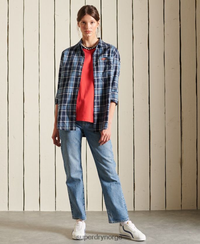 Superdry rød klær 86P46D2857 script stil college t-skjorte kvinner
