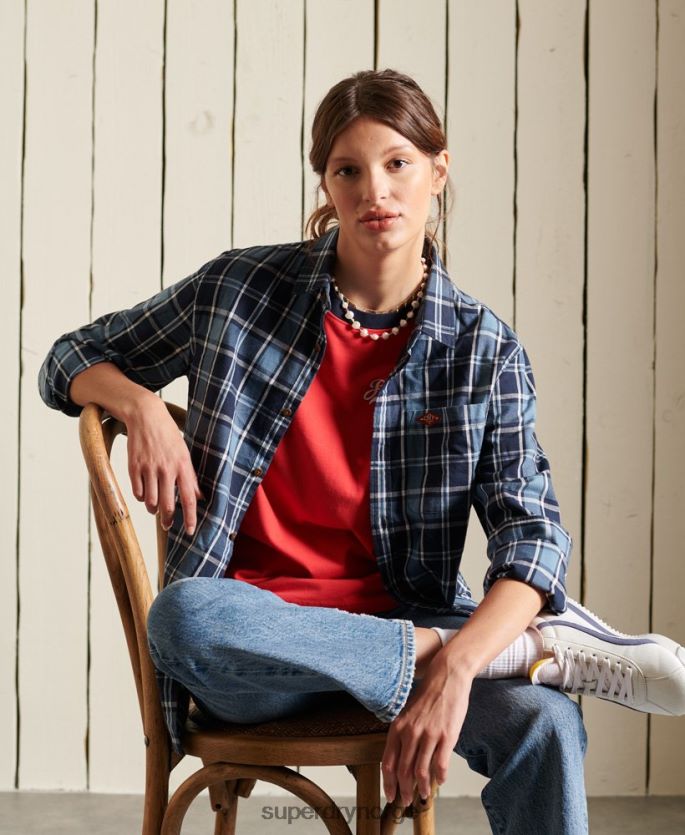 Superdry rød klær 86P46D2857 script stil college t-skjorte kvinner
