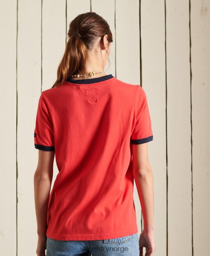 Superdry rød klær 86P46D2857 script stil college t-skjorte kvinner