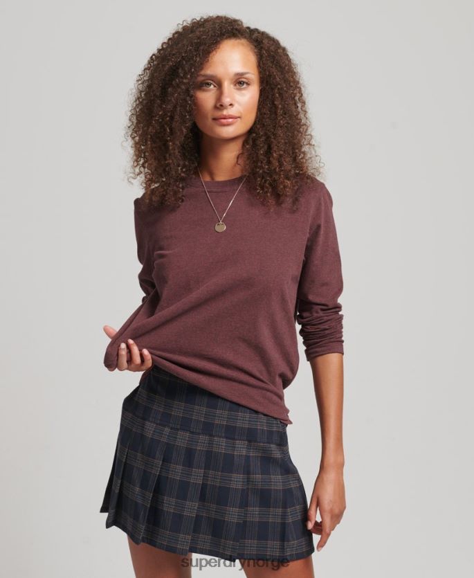 Superdry rød klær 86P46D3061 organisk bomull essensielt logo langermet topp kvinner