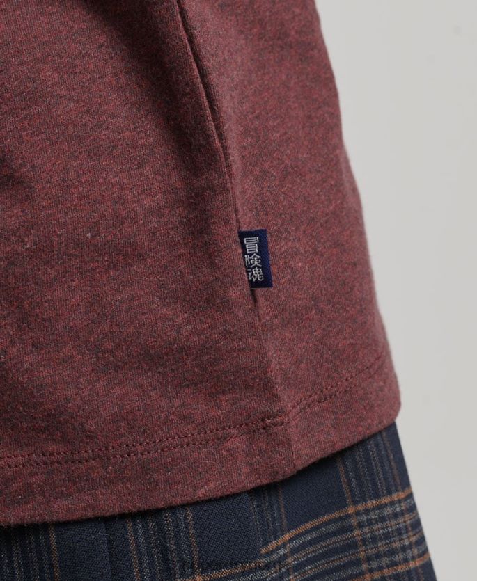 Superdry rød klær 86P46D3061 organisk bomull essensielt logo langermet topp kvinner