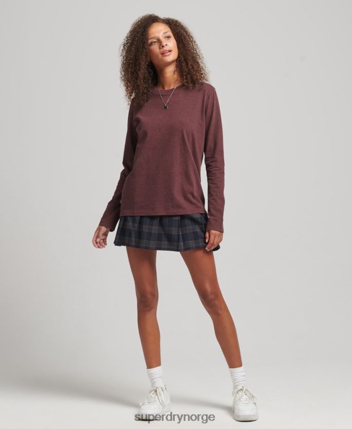 Superdry rød klær 86P46D3061 organisk bomull essensielt logo langermet topp kvinner