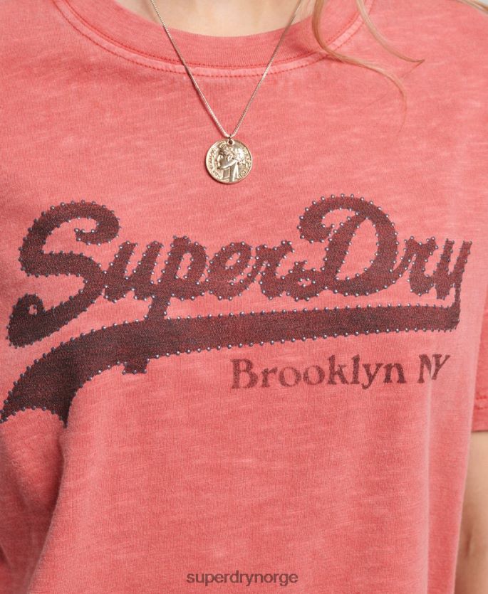 Superdry rød klær 86P46D6193 utsmykket grafisk logo t-skjorte kvinner