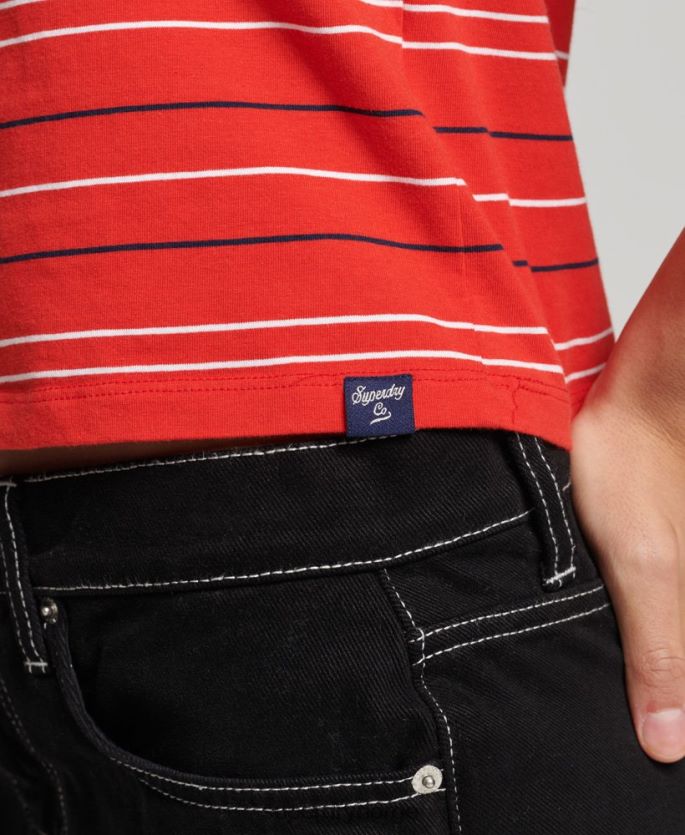 Superdry rød klær 86P46D6195 vintage cropped t-skjorte kvinner