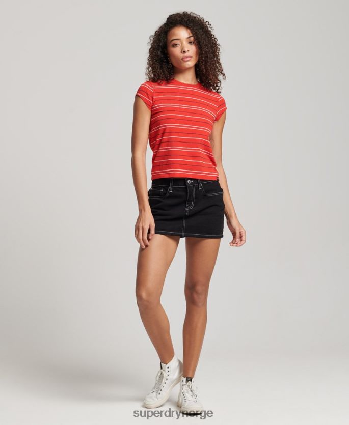 Superdry rød klær 86P46D6195 vintage cropped t-skjorte kvinner
