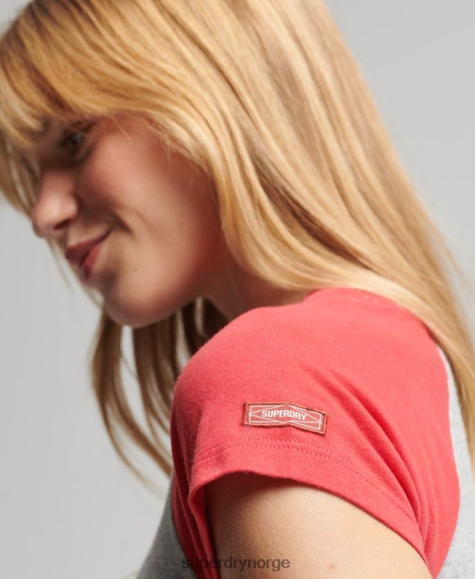 Superdry rød klær 86P46D6231 vintage baseball liten t-skjorte i økologisk bomull kvinner
