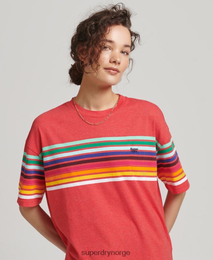 Superdry rød klær 86P46D6294 cali stripe 2.0 t-skjorte i økologisk bomull kvinner