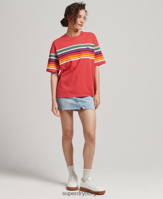 Superdry rød klær 86P46D6294 cali stripe 2.0 t-skjorte i økologisk bomull kvinner