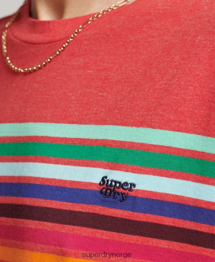 Superdry rød klær 86P46D6294 cali stripe 2.0 t-skjorte i økologisk bomull kvinner