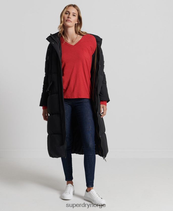 Superdry rød klær 86P46D6660 organisk bomull med lange armer med v-hals kvinner