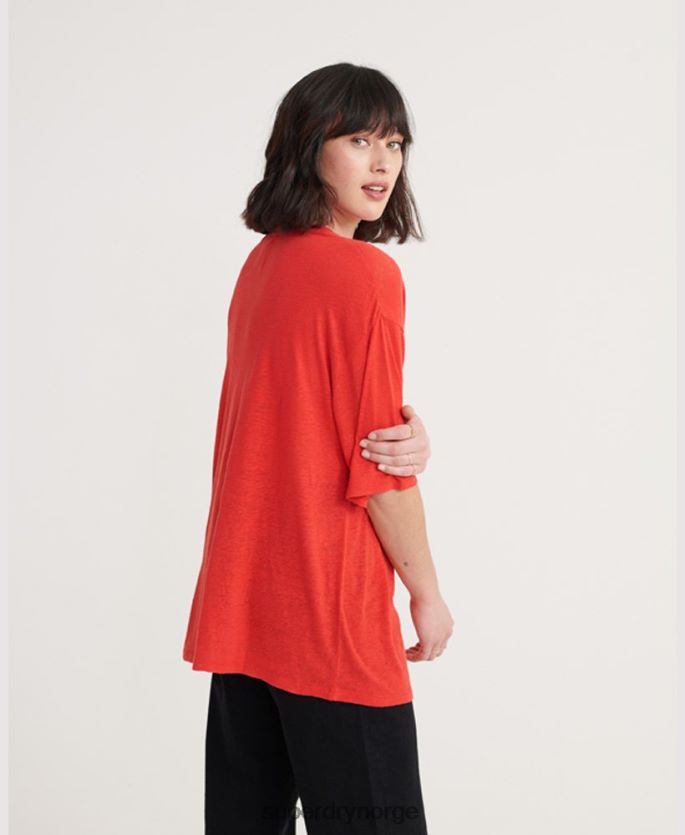 Superdry rød klær 86P46D6765 ørken lin t-skjorte kvinner