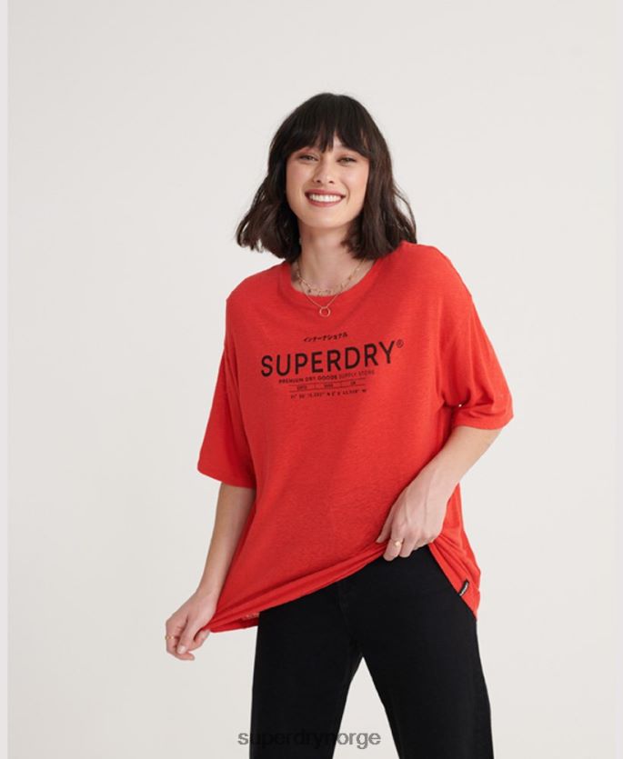 Superdry rød klær 86P46D6765 ørken lin t-skjorte kvinner