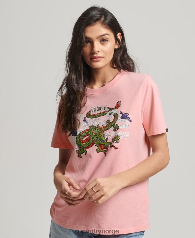 Superdry rosa klær 86P46D2134 vintage logo narrativ t-skjorte kvinner
