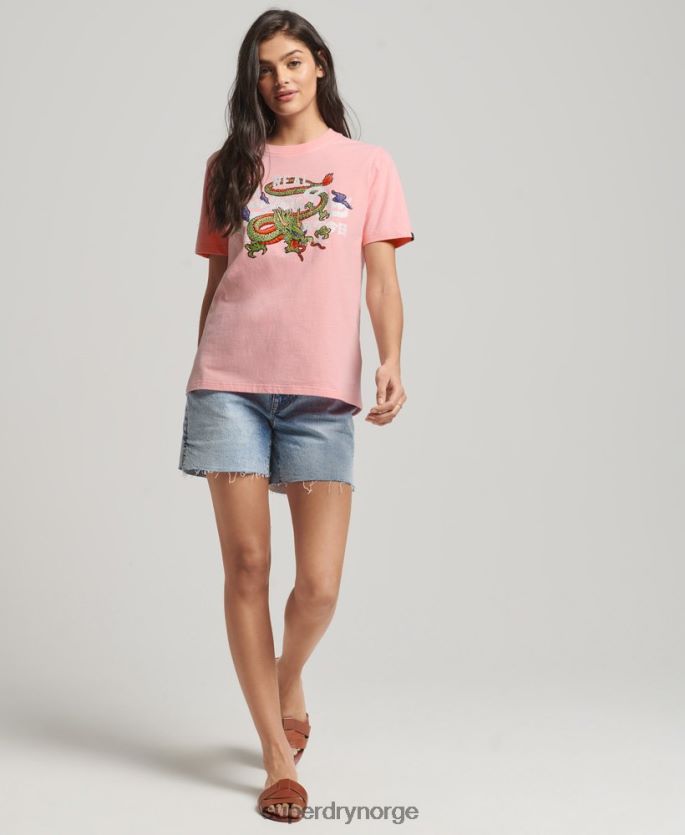 Superdry rosa klær 86P46D2134 vintage logo narrativ t-skjorte kvinner