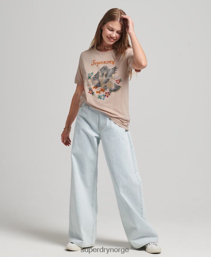 Superdry rosa klær 86P46D2624 suika grafisk t-skjorte kvinner