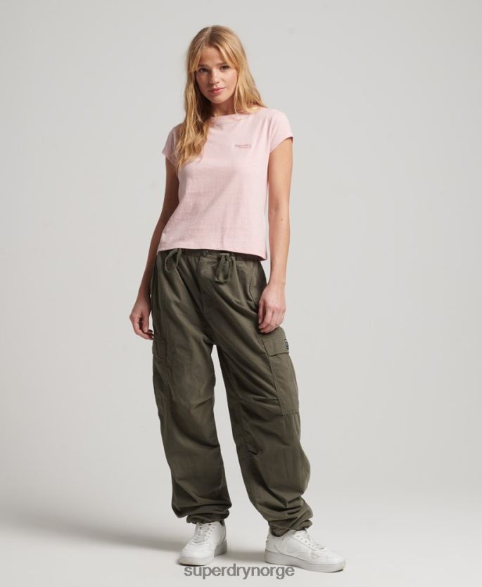 Superdry rosa klær 86P46D2645 vintage t-skjorte med capsermer med logo kvinner