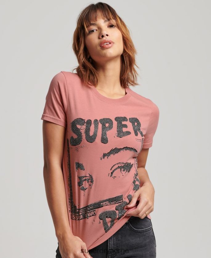 Superdry rosa klær 86P46D2698 lo-fi plakat t-skjorte kvinner