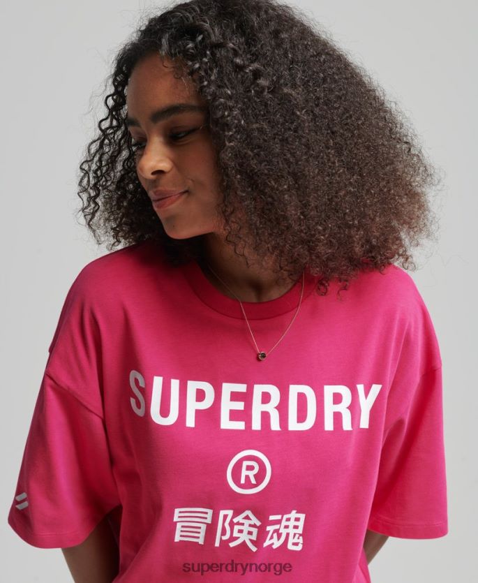 Superdry rosa klær 86P46D2759 sport t-skjorte med kjernelogo kvinner