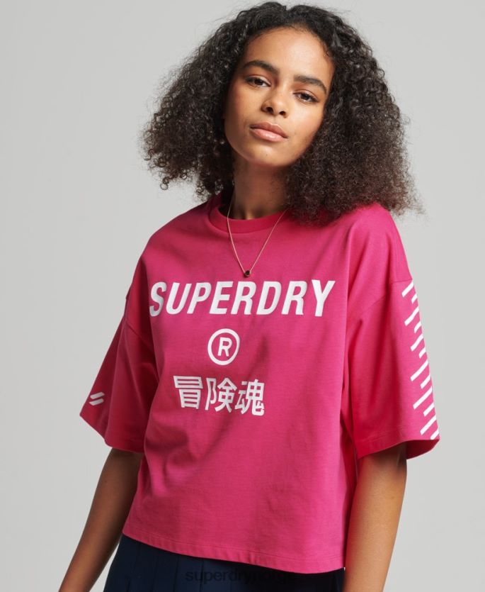 Superdry rosa klær 86P46D2759 sport t-skjorte med kjernelogo kvinner