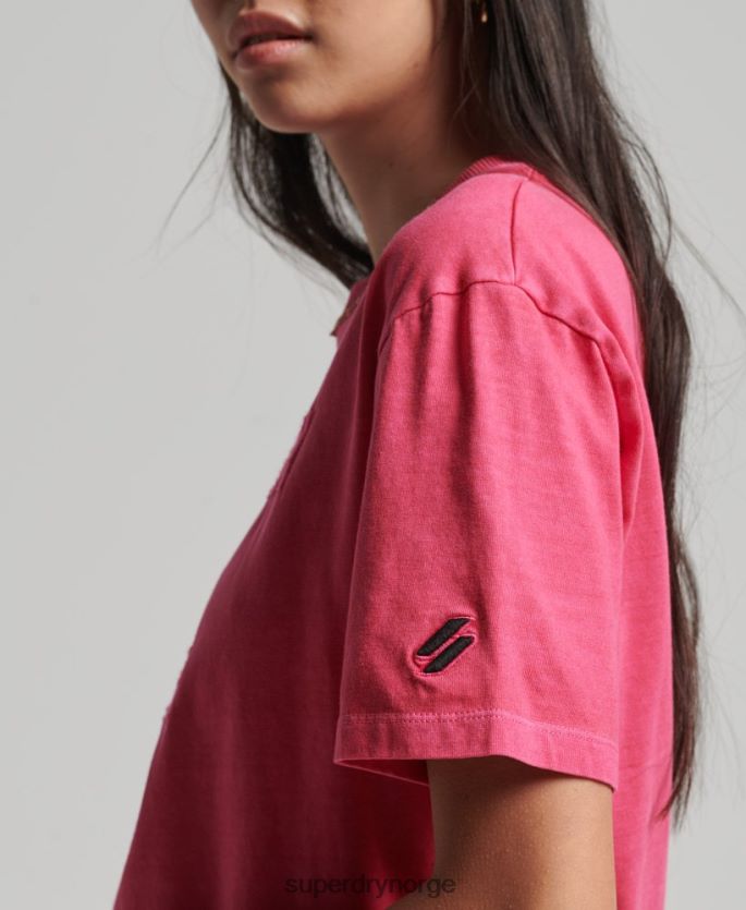 Superdry rosa klær 86P46D2772 kode logo plagg dye løs t-skjorte kvinner