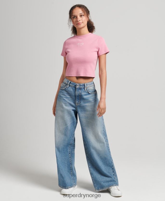 Superdry rosa klær 86P46D2782 kode arv crop fit t-skjorte kvinner