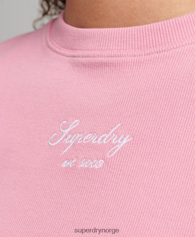Superdry rosa klær 86P46D2782 kode arv crop fit t-skjorte kvinner