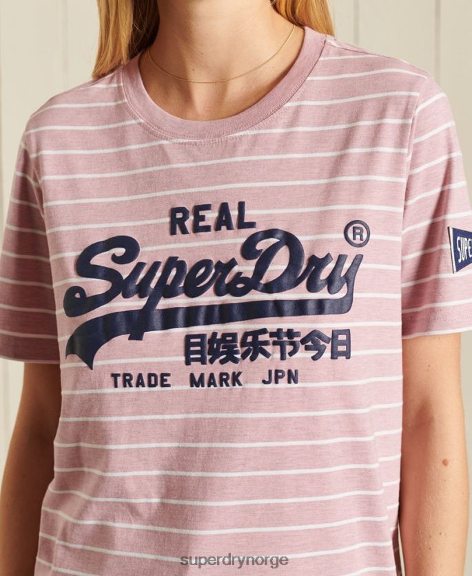 Superdry rosa klær 86P46D2804 vintage logo kilde stripete t-skjorte kvinner