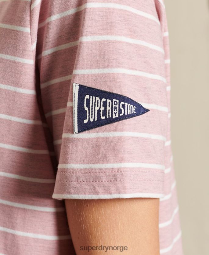 Superdry rosa klær 86P46D2804 vintage logo kilde stripete t-skjorte kvinner