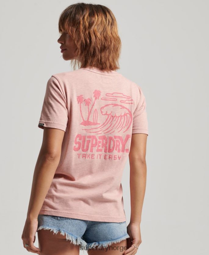 Superdry rosa klær 86P46D2840 vintage reiseklistremerke t-skjorte kvinner