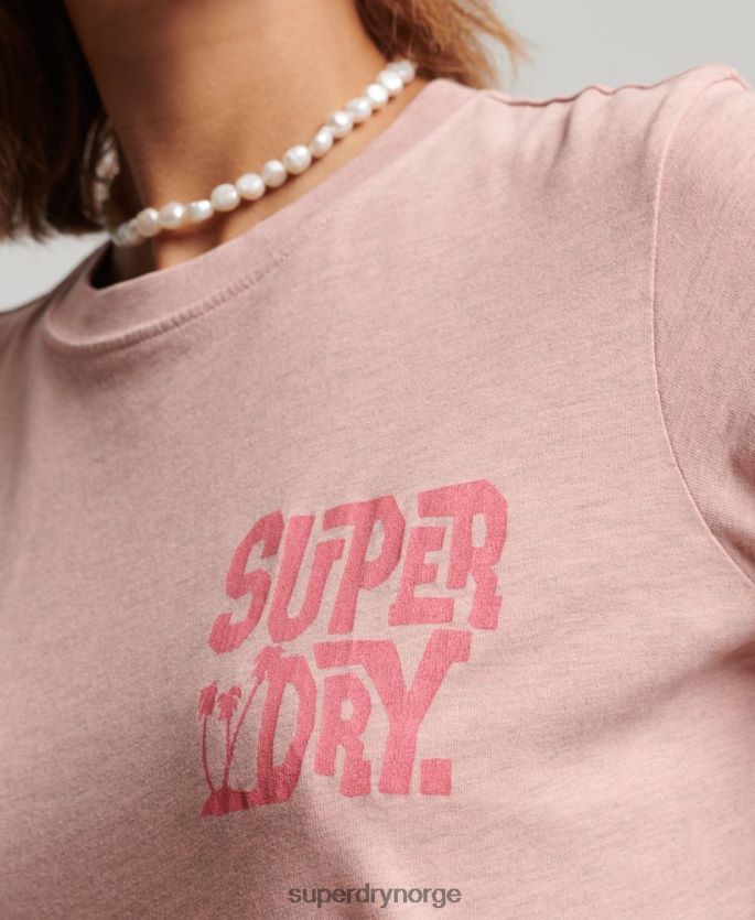 Superdry rosa klær 86P46D2840 vintage reiseklistremerke t-skjorte kvinner