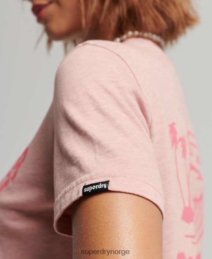 Superdry rosa klær 86P46D2840 vintage reiseklistremerke t-skjorte kvinner