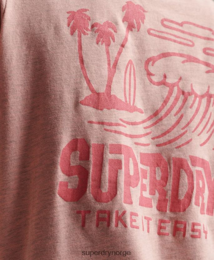 Superdry rosa klær 86P46D2840 vintage reiseklistremerke t-skjorte kvinner