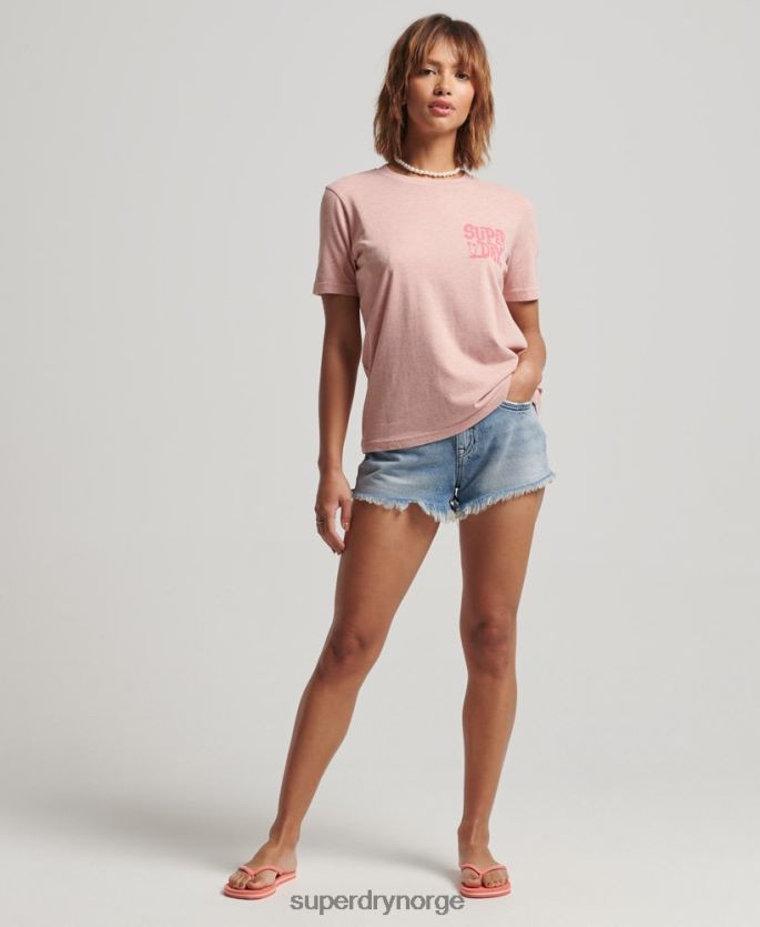 Superdry rosa klær 86P46D2840 vintage reiseklistremerke t-skjorte kvinner