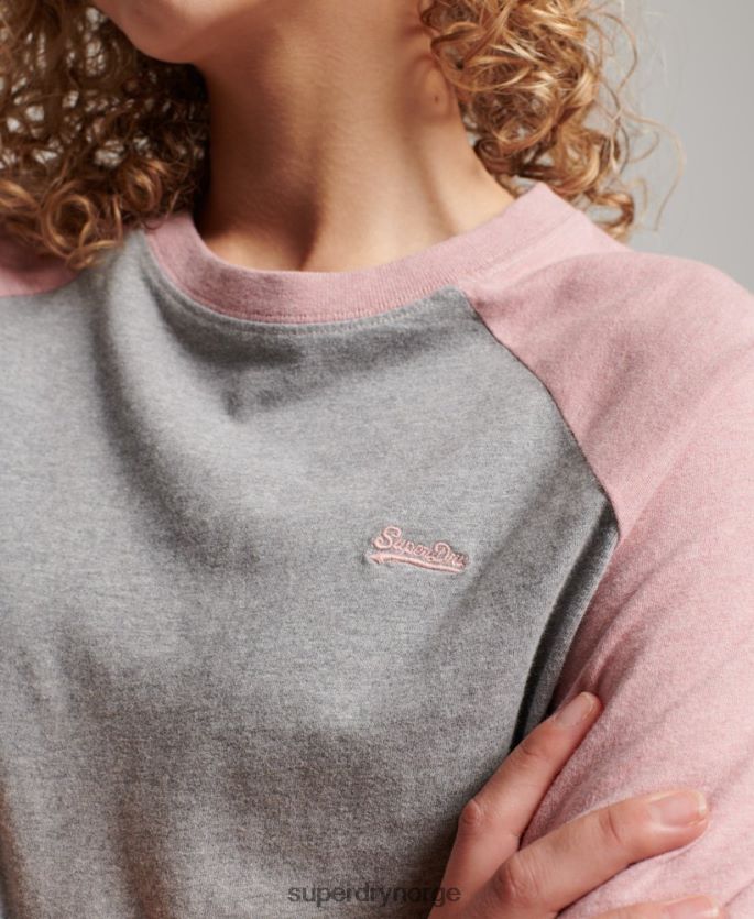 Superdry rosa klær 86P46D2926 vintage baseball langermet topp i økologisk bomull kvinner