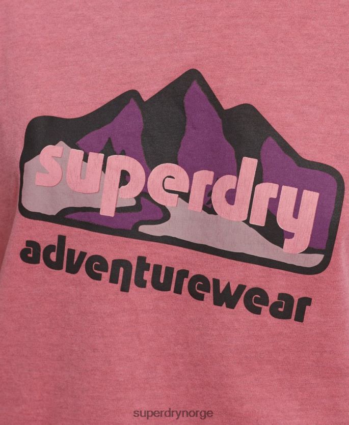 Superdry rosa klær 86P46D6210 90-talls terrenggrafisk t-skjorte kvinner