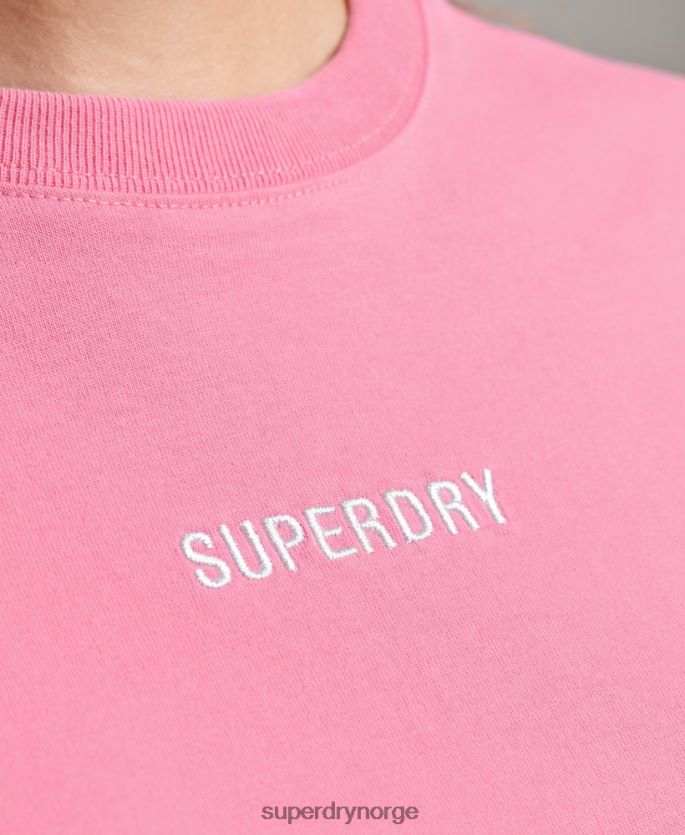 Superdry rosa klær 86P46D6227 brodert boksy t-skjorte med mikrologo kvinner