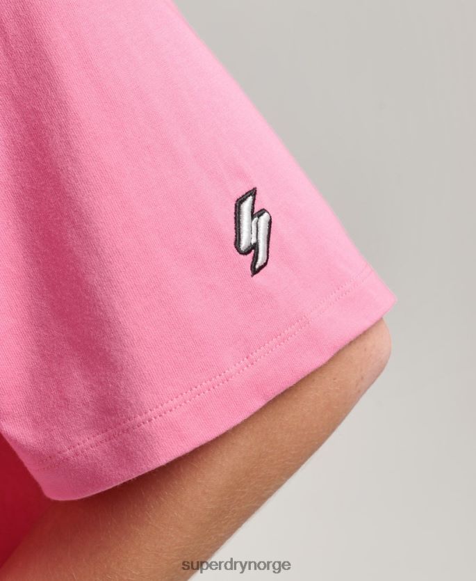 Superdry rosa klær 86P46D6227 brodert boksy t-skjorte med mikrologo kvinner