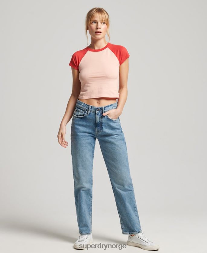 Superdry rosa klær 86P46D6232 vintage baseball liten t-skjorte i økologisk bomull kvinner